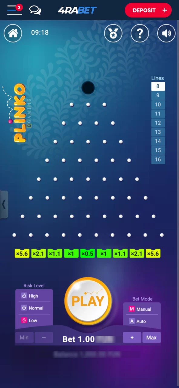 Use the casino’s search feature or browse games to locate Plinko Game and play.
