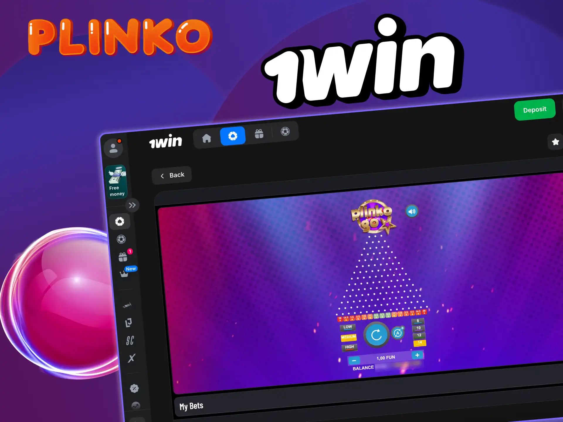 1Win casino platform with over 11,000 games, including Plinko, and support for local BDT payments.