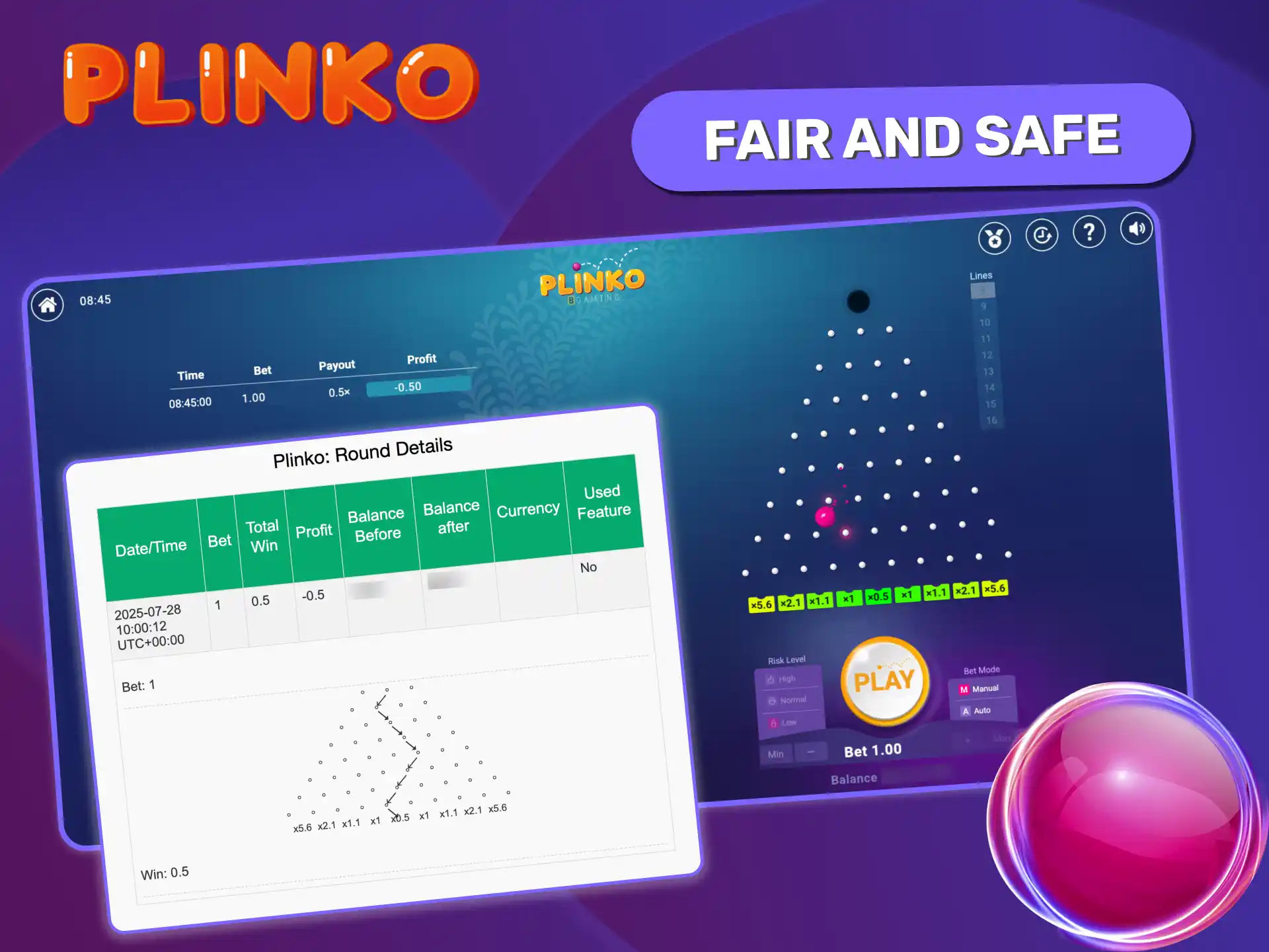Verify every round in Plinko BGaming to ensure fairness and trust in the random outcome.