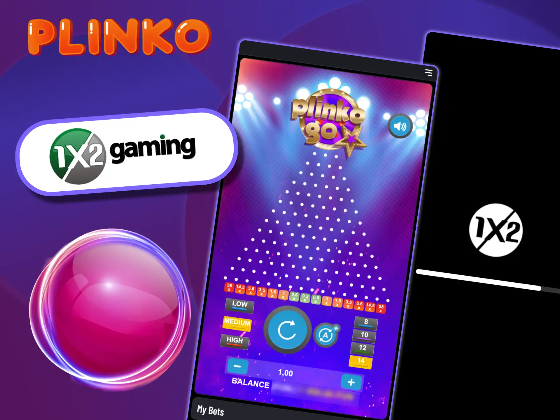 Plinko Go is developed by 1x2 Gaming, a trusted iGaming provider with 20 years of experience and a portfolio of over 750 popular games.