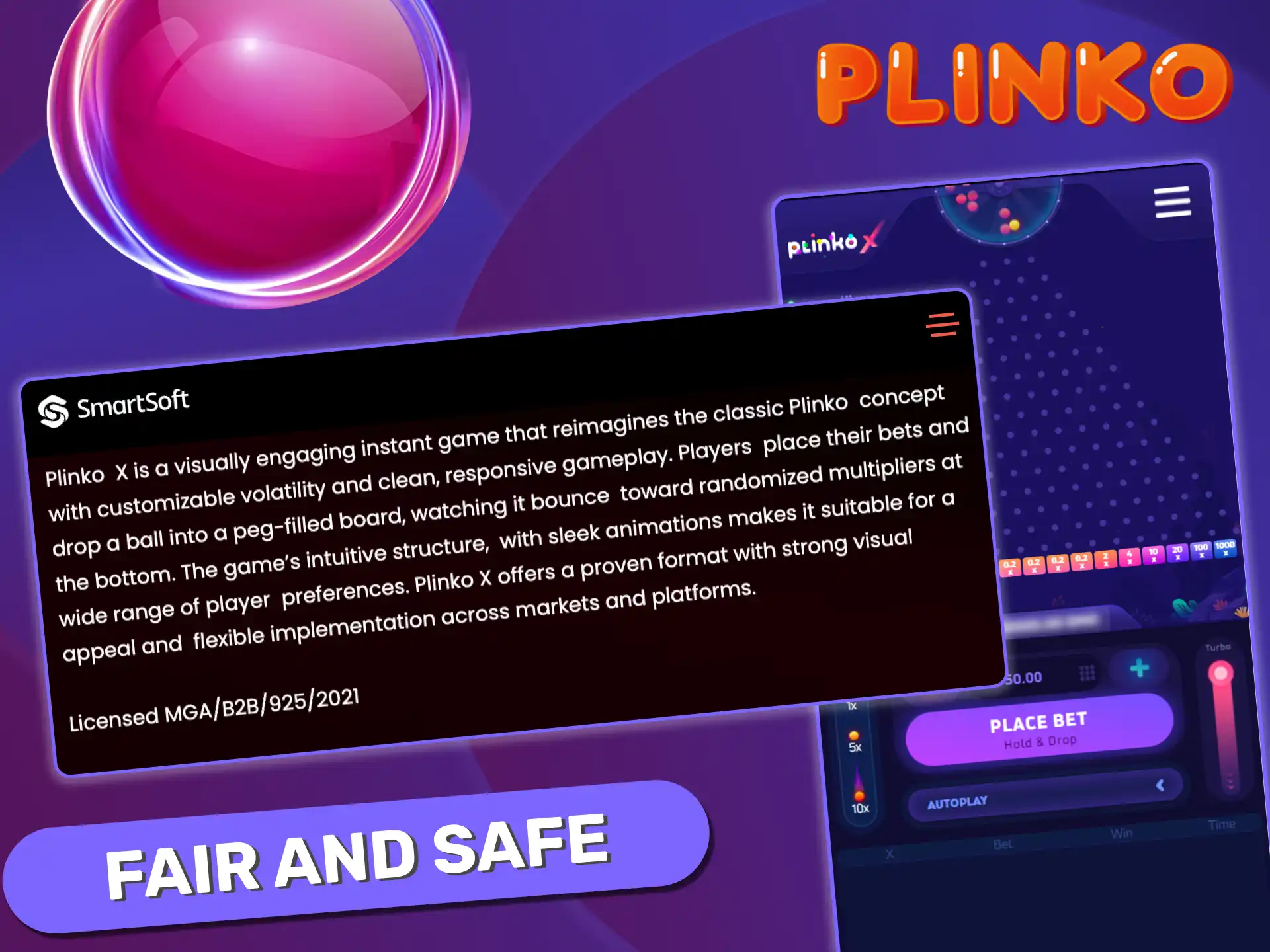 Plinko X is developed under MGA license, proving Smartsoft Gaming’s compliance with gambling standards.