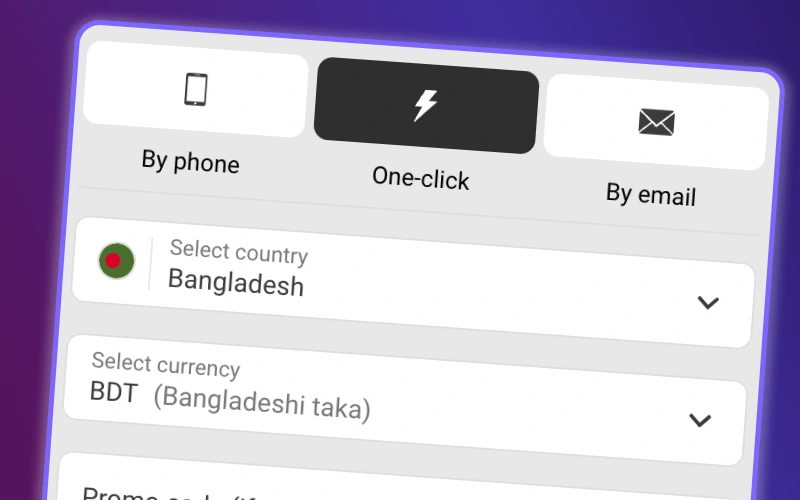 One-click sign-up lets you try Plinko fast, without entering personal data.