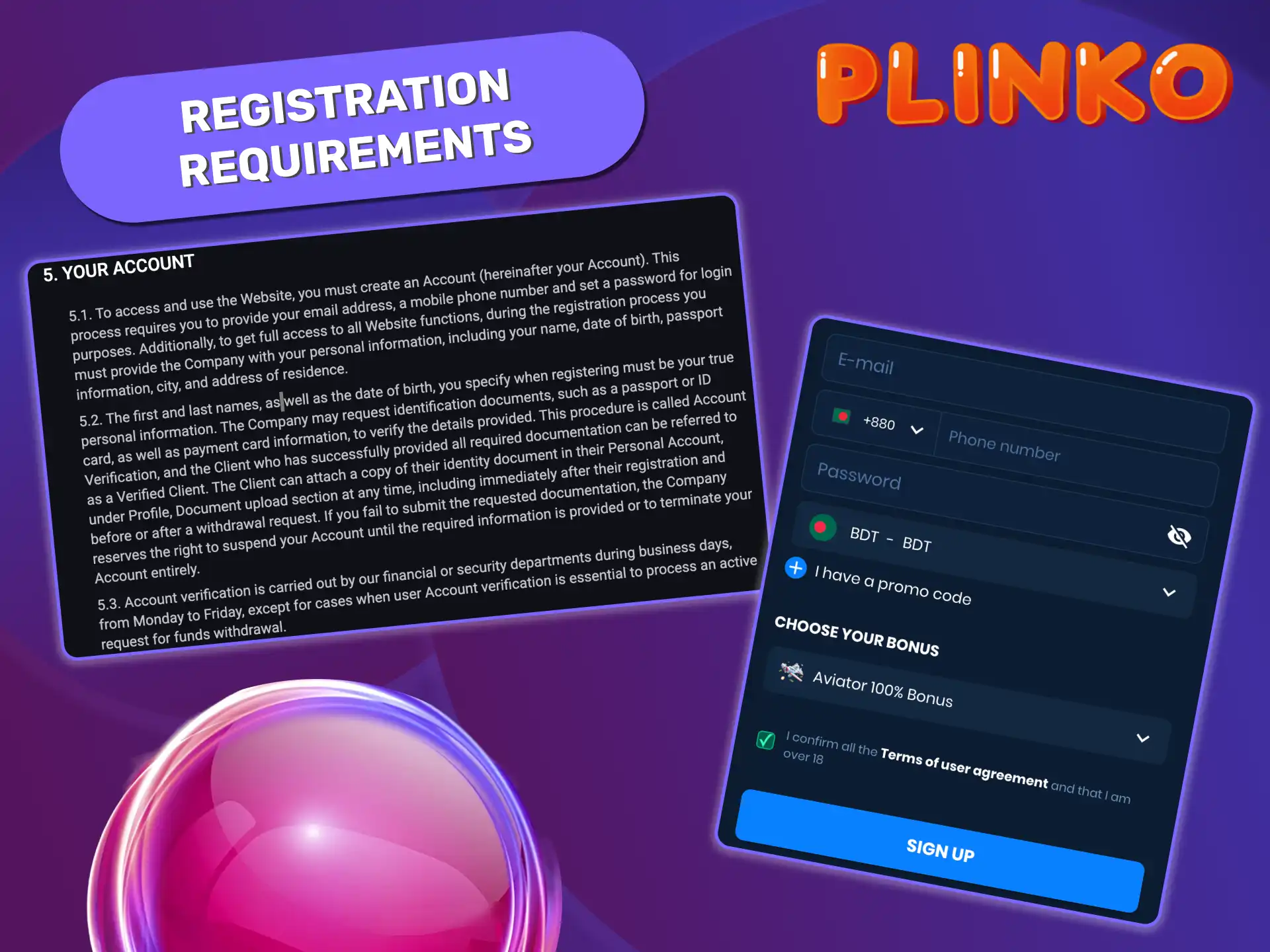 Plinko registration requirements include age verification, contact details, and agreement to terms.