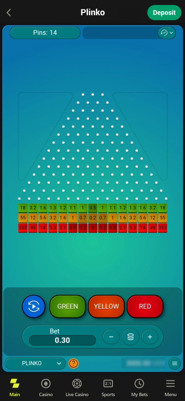 Start playing Plinko Game after opening the app and accessing your account.