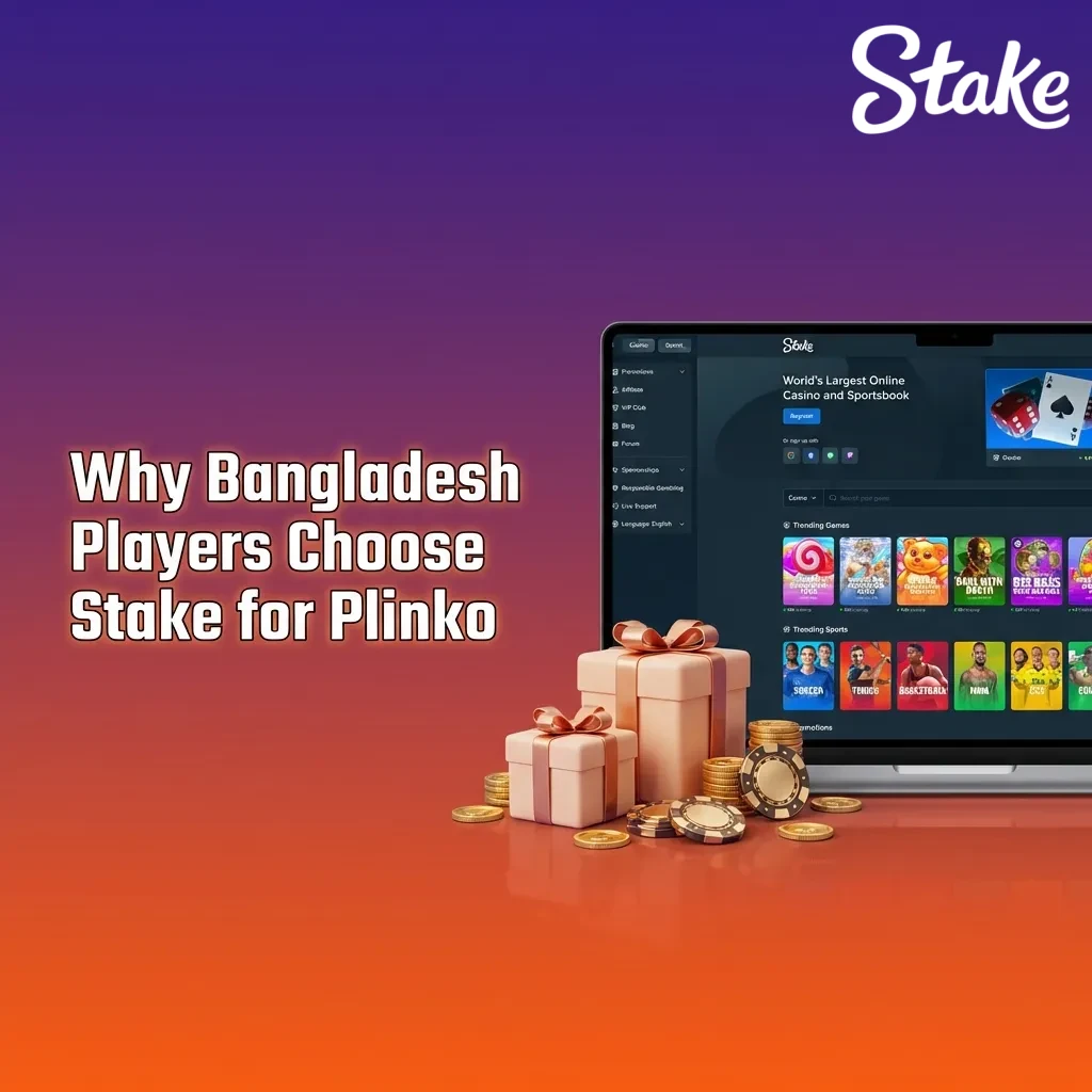 Stake Plinko interface showing live statistics dashboard, chat, and gameplay features for Bangladesh players