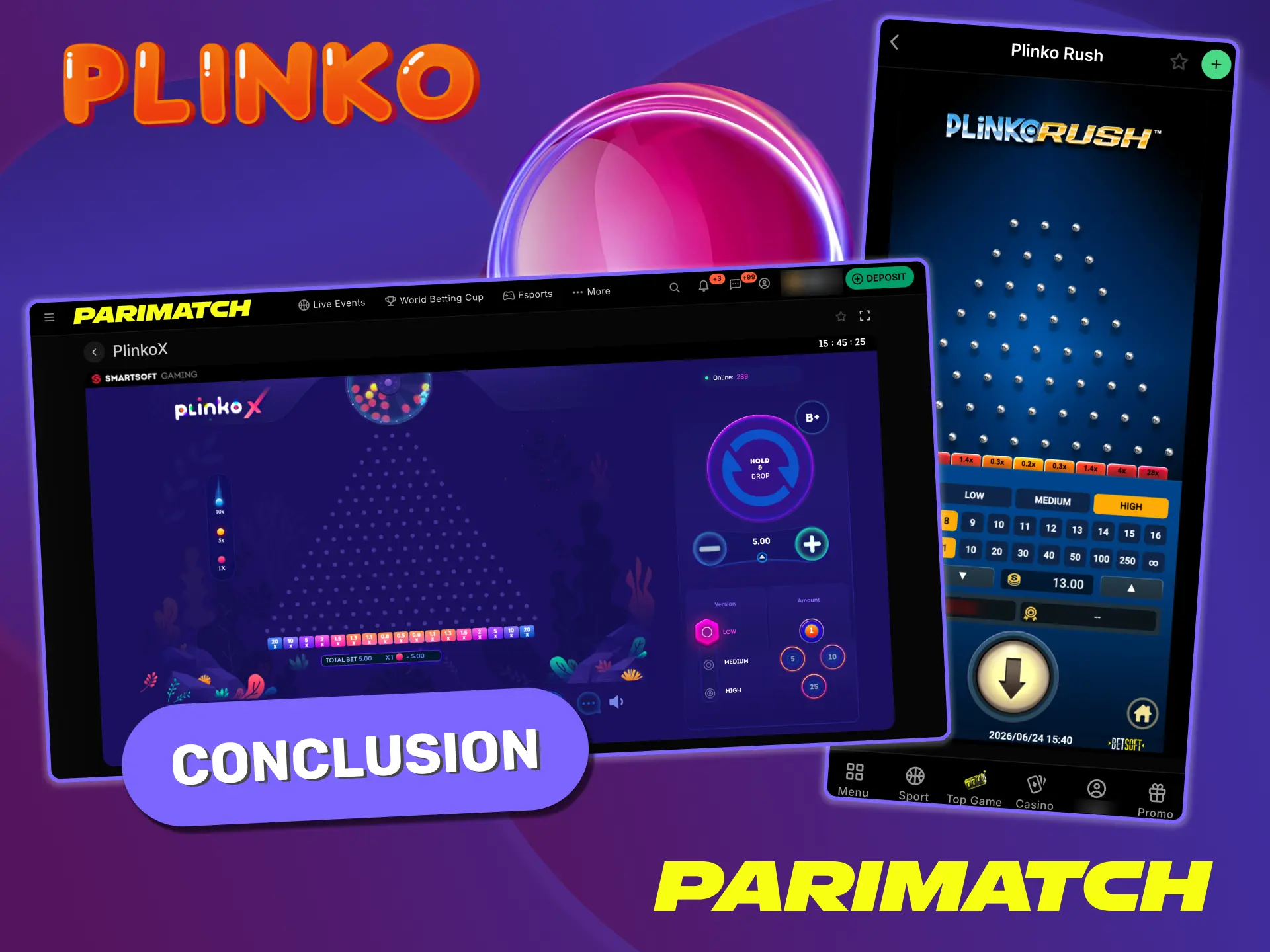 Start your safe and exciting Plinko gaming journey at Parimatch casino.